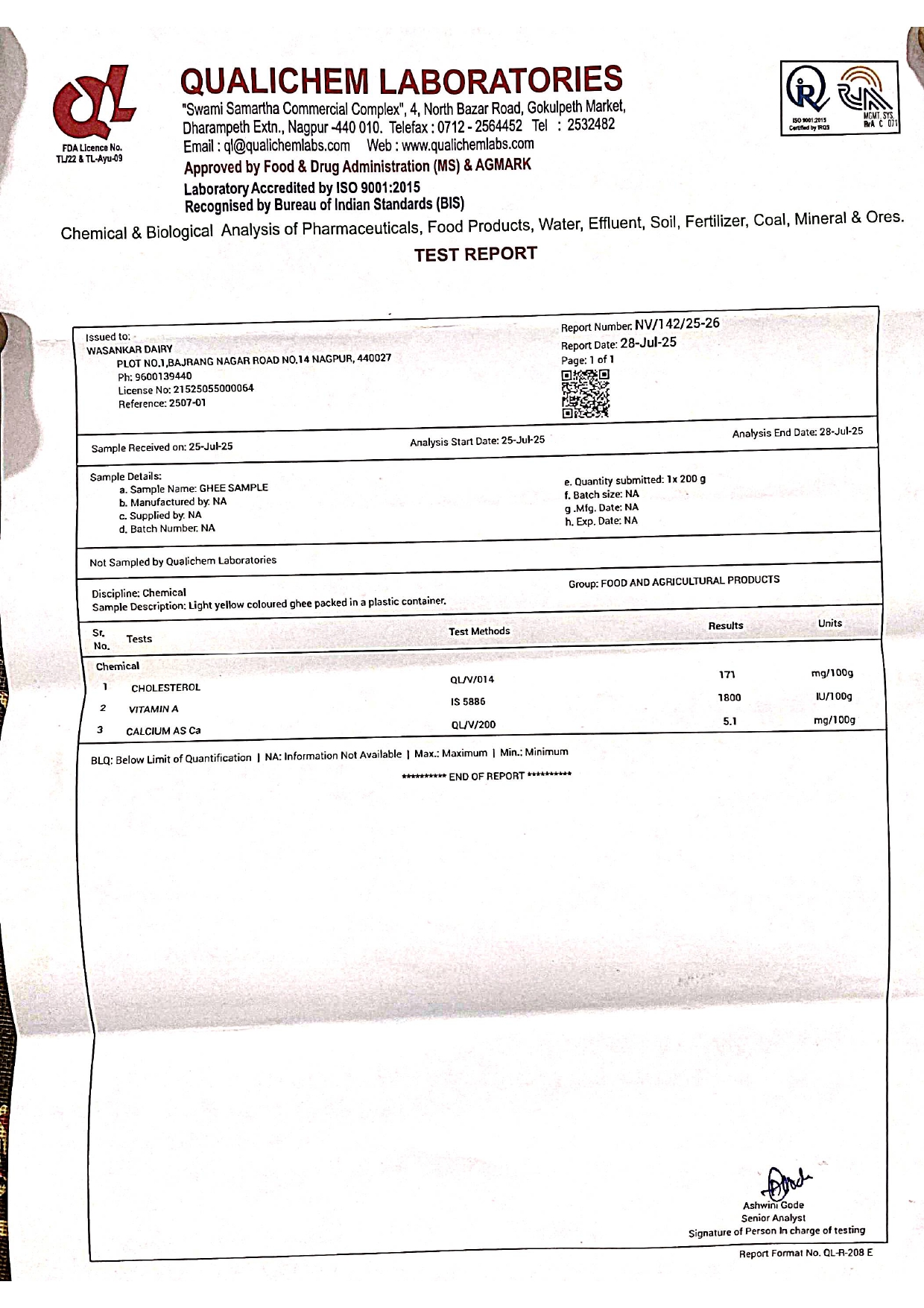 Wasankar Dairy Ghee Lab Testing Report 9July25_page-0004